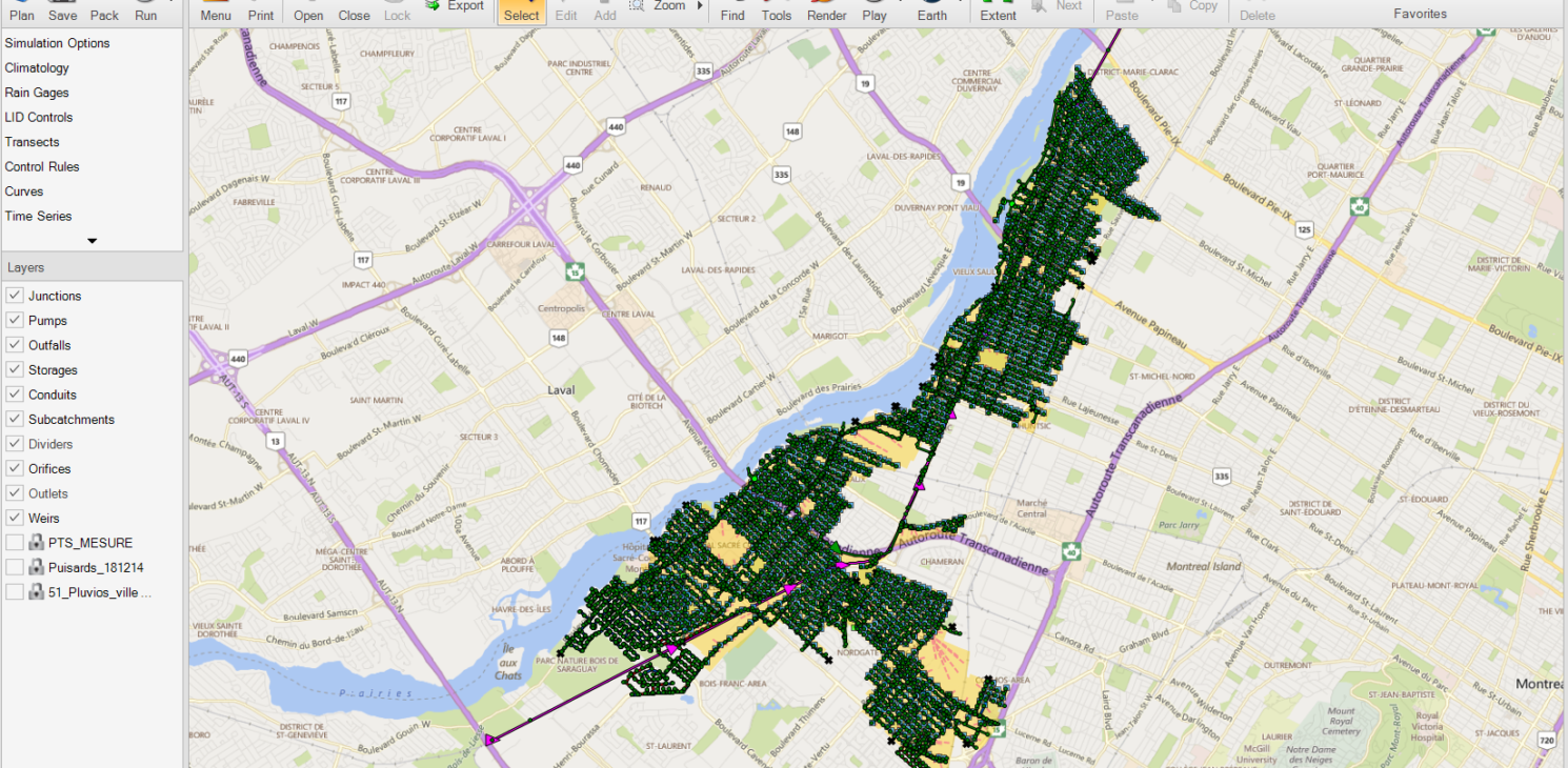 Carte de Montréal-Laval des installations