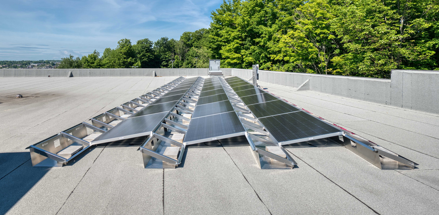 Solar panels on the roof of CIMA+ Sherbrooke office