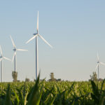 Landscape of wind turbines at Pierre-De Saurel wind farm