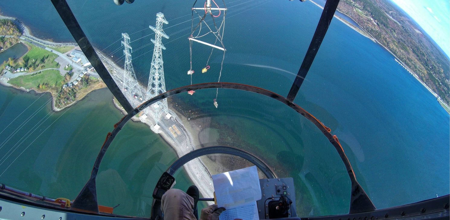 Aerial view from inside the helicopter