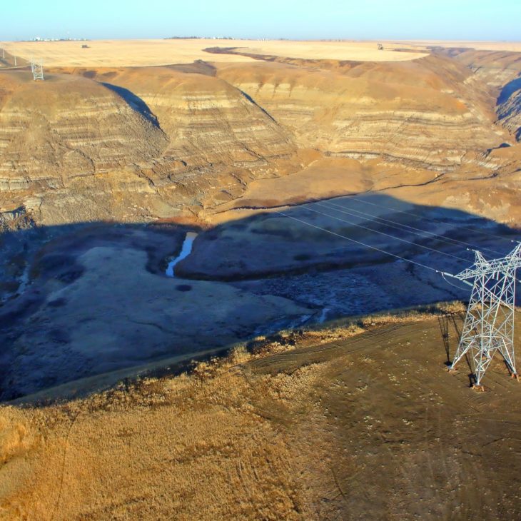 Aerial view of the transmission network in the Hanna Region
