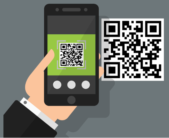 Image of a mobile phone with a QR code application