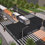 3D rendering of the new bus rapid transit on Pie-IX Boulevard