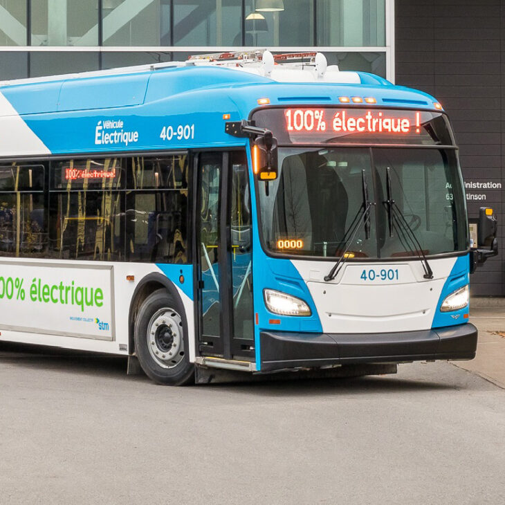 Photo of an electric bus in the city of Montreal
