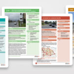 Excerpt from the 4 areas of development of the local transportation plan for the Borough of Saint-Laurent in Montreal: public and active transportation, safety and quality of life, road transportation and parking, transportation for economic purposes