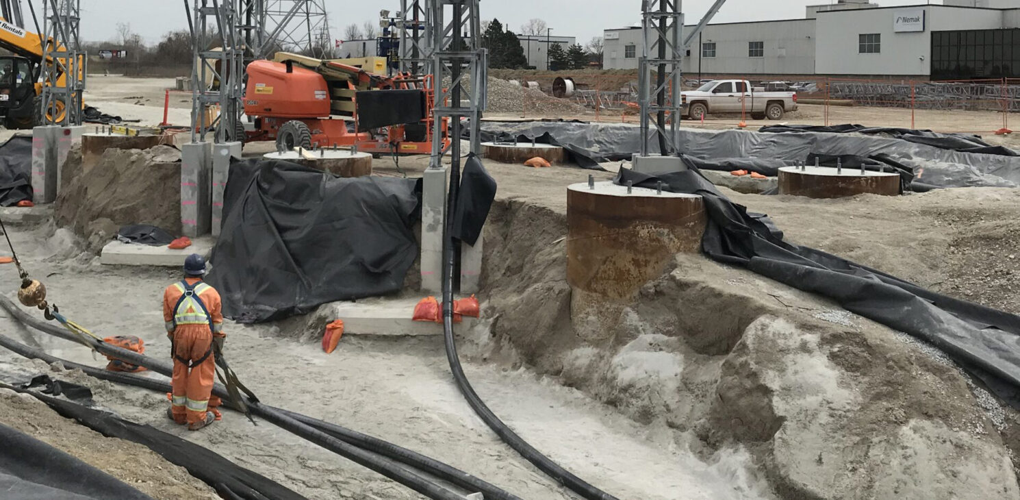 chantier d'enfouissement de câble électriques autour du pont de Windsor-Détroit