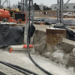 chantier d'enfouissement de câble électriques autour du pont de Windsor-Détroit