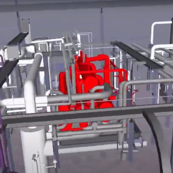 Simulation of industrial equipment extraction at AkzoNobel in Magog, Quebec