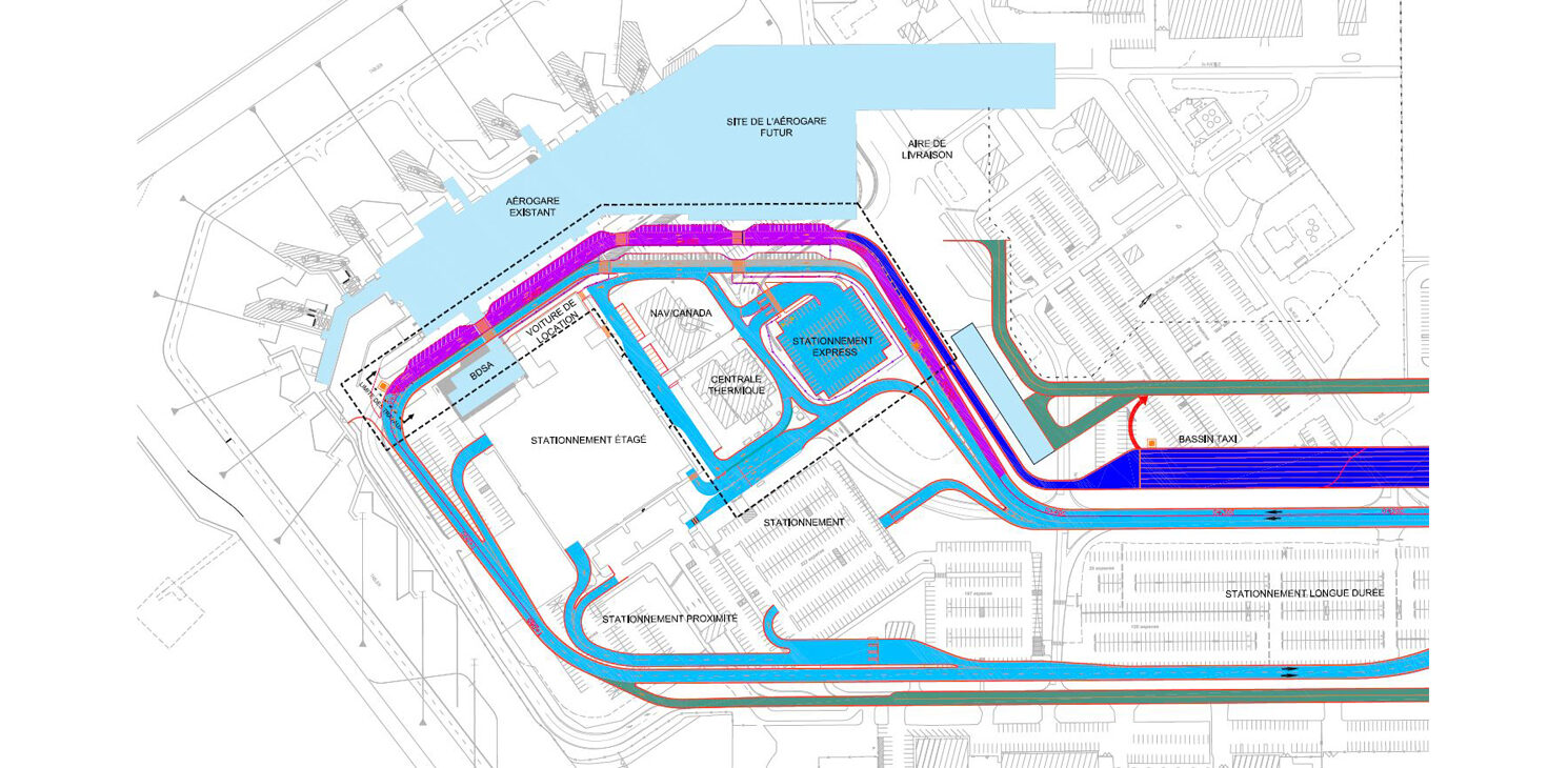 plan d'accès routier de l'aéroport de Québec
