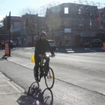 Cyclist traveling on the Montreal Express Bike Network lane