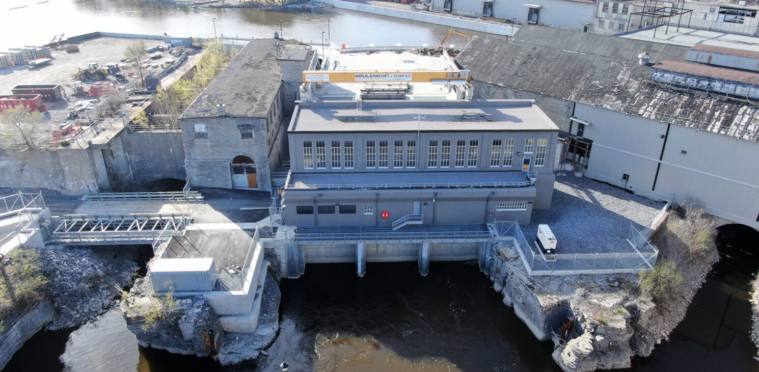 vue sur la centrale hydroélectrique Hull-1GS à Gatineau une fois les travaux de réhabilitation terminés