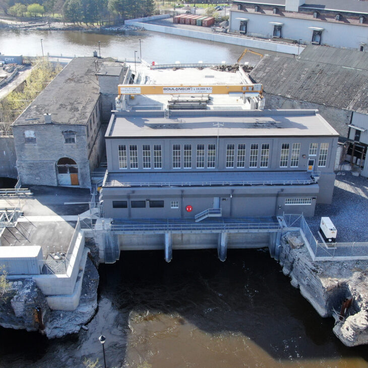vue sur la centrale hydroélectrique Hull-1GS à Gatineau une fois les travaux de réhabilitation terminés