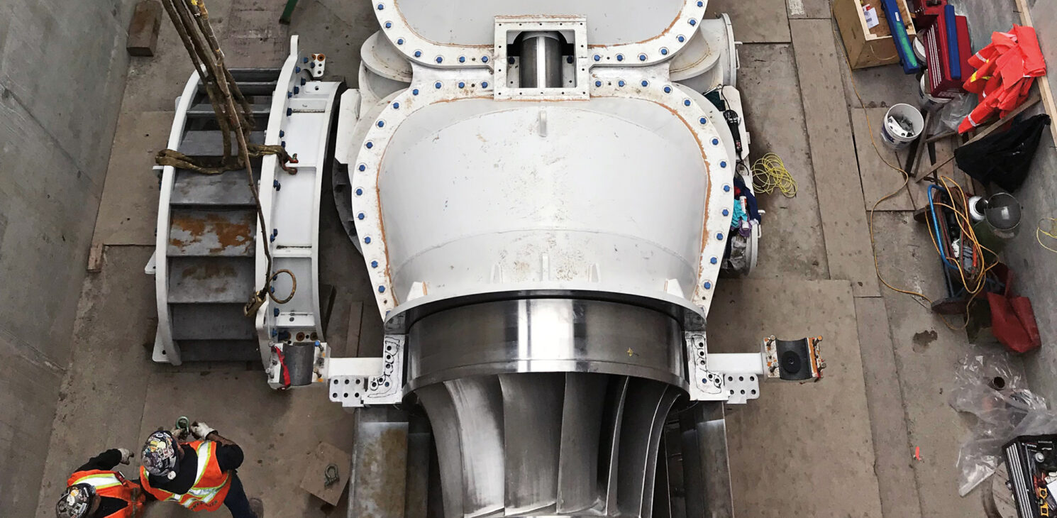 une turbine de la centrale hydroélectrique Hull-1GS à Gatineau