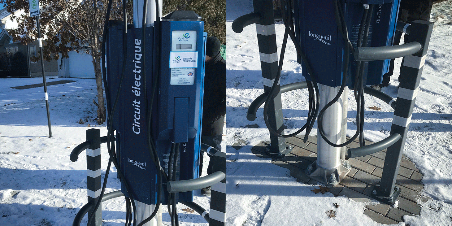 Close up of an electric vehicle charging station