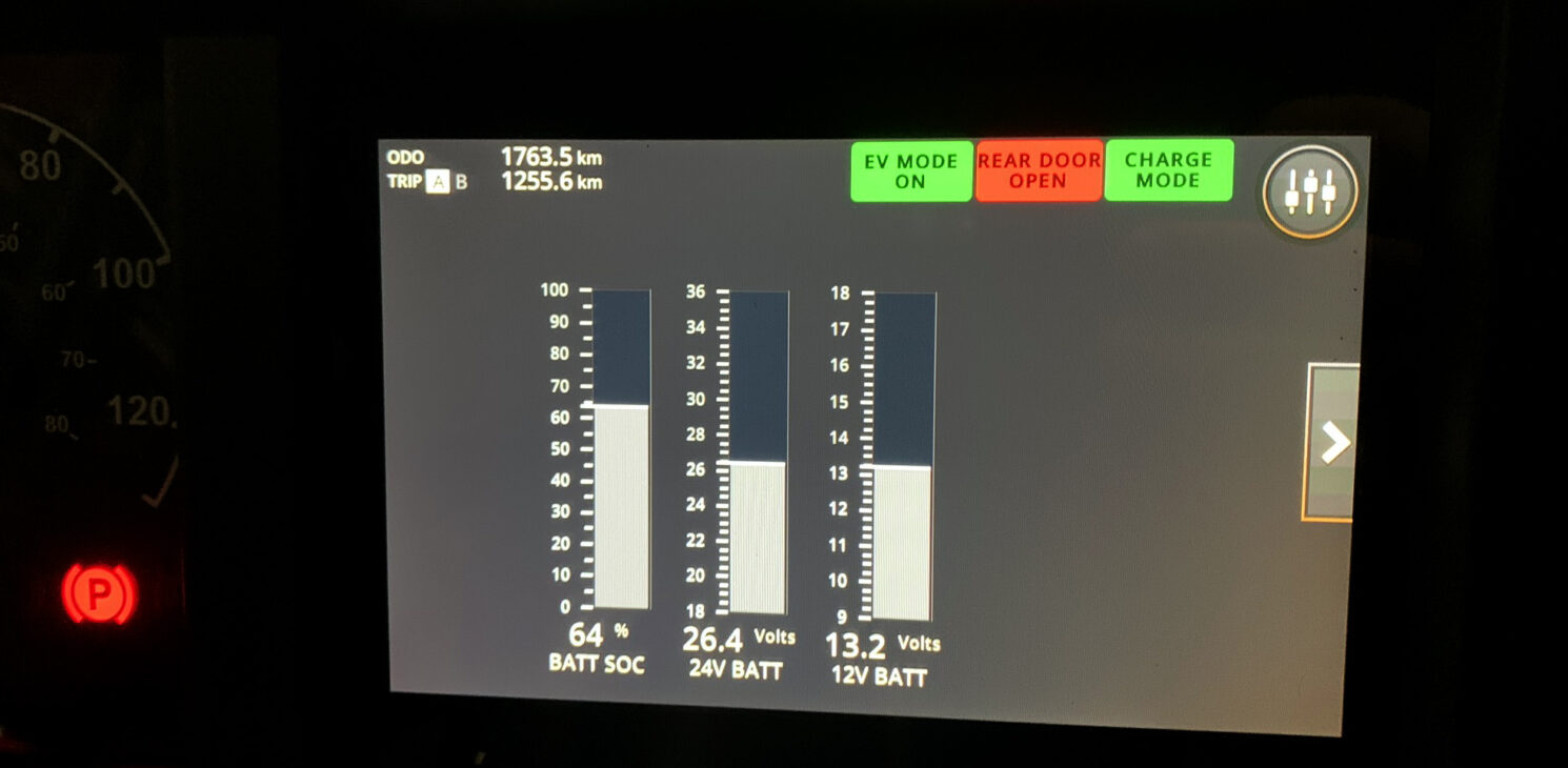 Control screen of an electric bus charging station