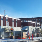 façade en chantier de l'hôpital du Sacré Coeur à Montréal