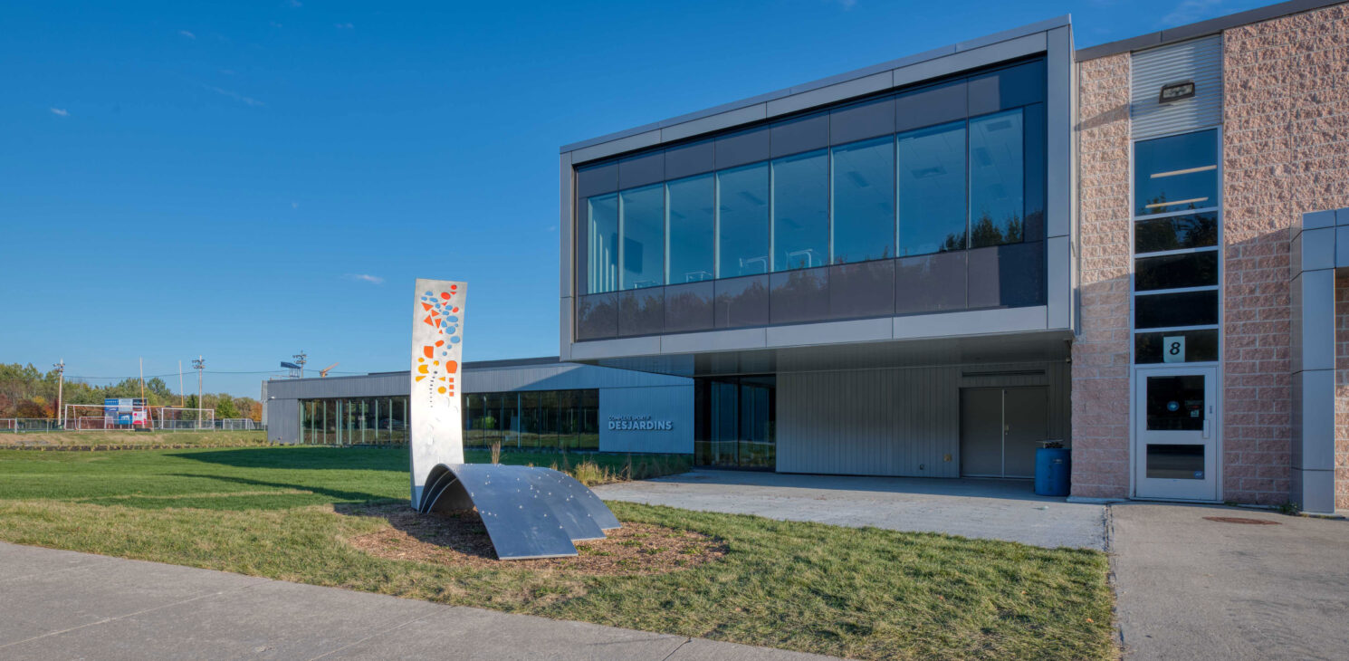 Exterior of the new Desjardins sports complex of the Saint-Louis Academy in Quebec City