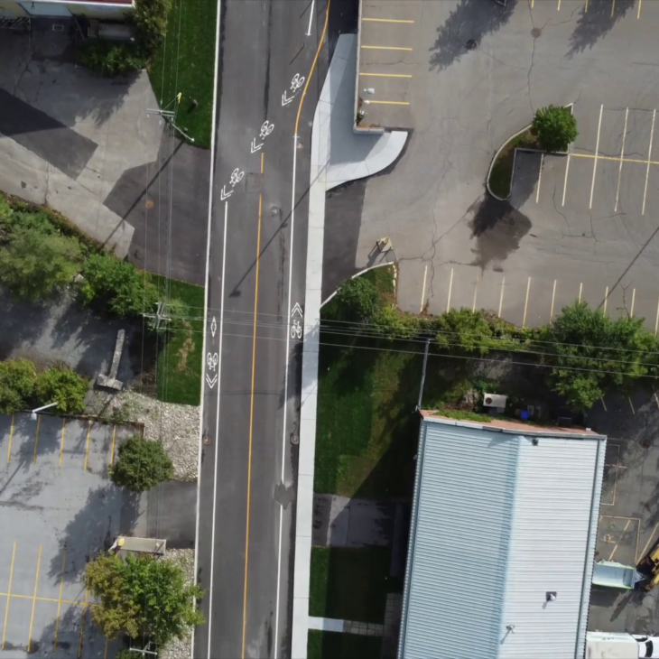 Aerial view of a road in Gatineau