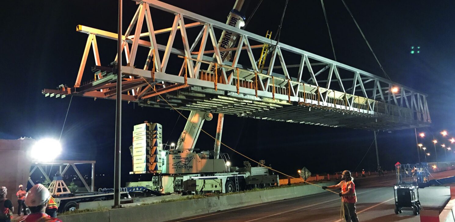 Construction site of the Normandy footbridge in Longueuil