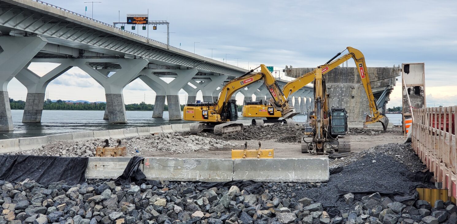 Construction site of the original Champlain Bridge deconstruction project