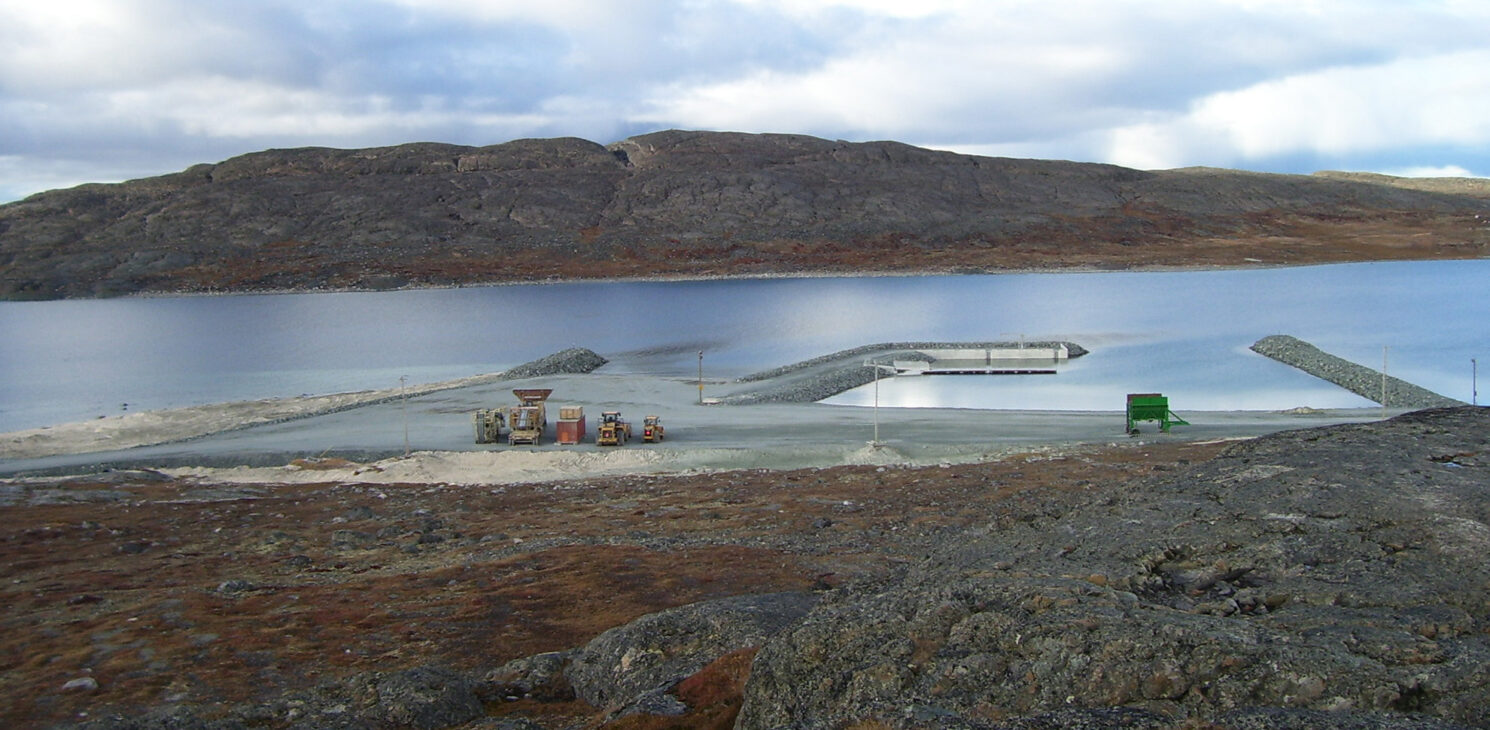Construction site of the marine infrastructure construction project in Nunavik, Quebec