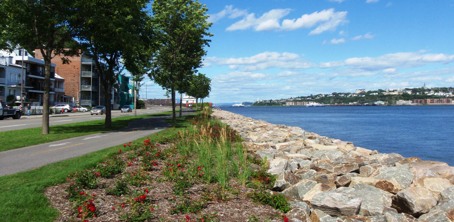 Image de l'enrochement de protection des berges du fleuve Saint-Laurent, le long du boulevard Champlain à Québec